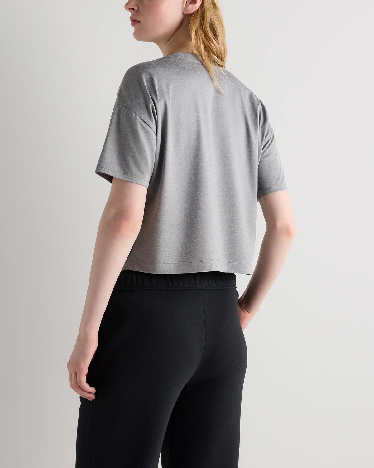 Flowknit Breeze Boxy Cropped Tee - XS / Heather Deep Navy