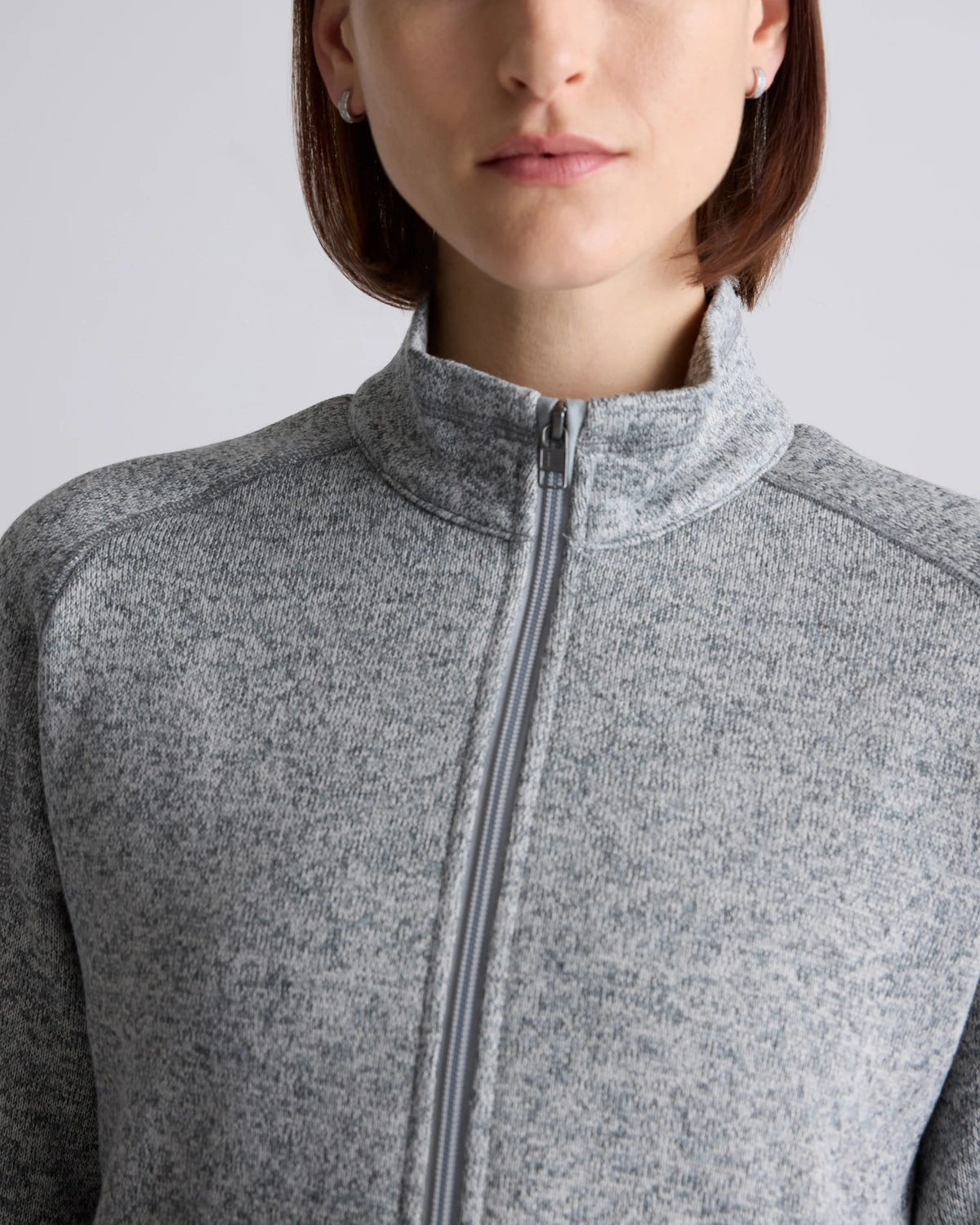 Sweater-Knit Fleece Full-Zip Jacket - XS / Heather Mineral Green