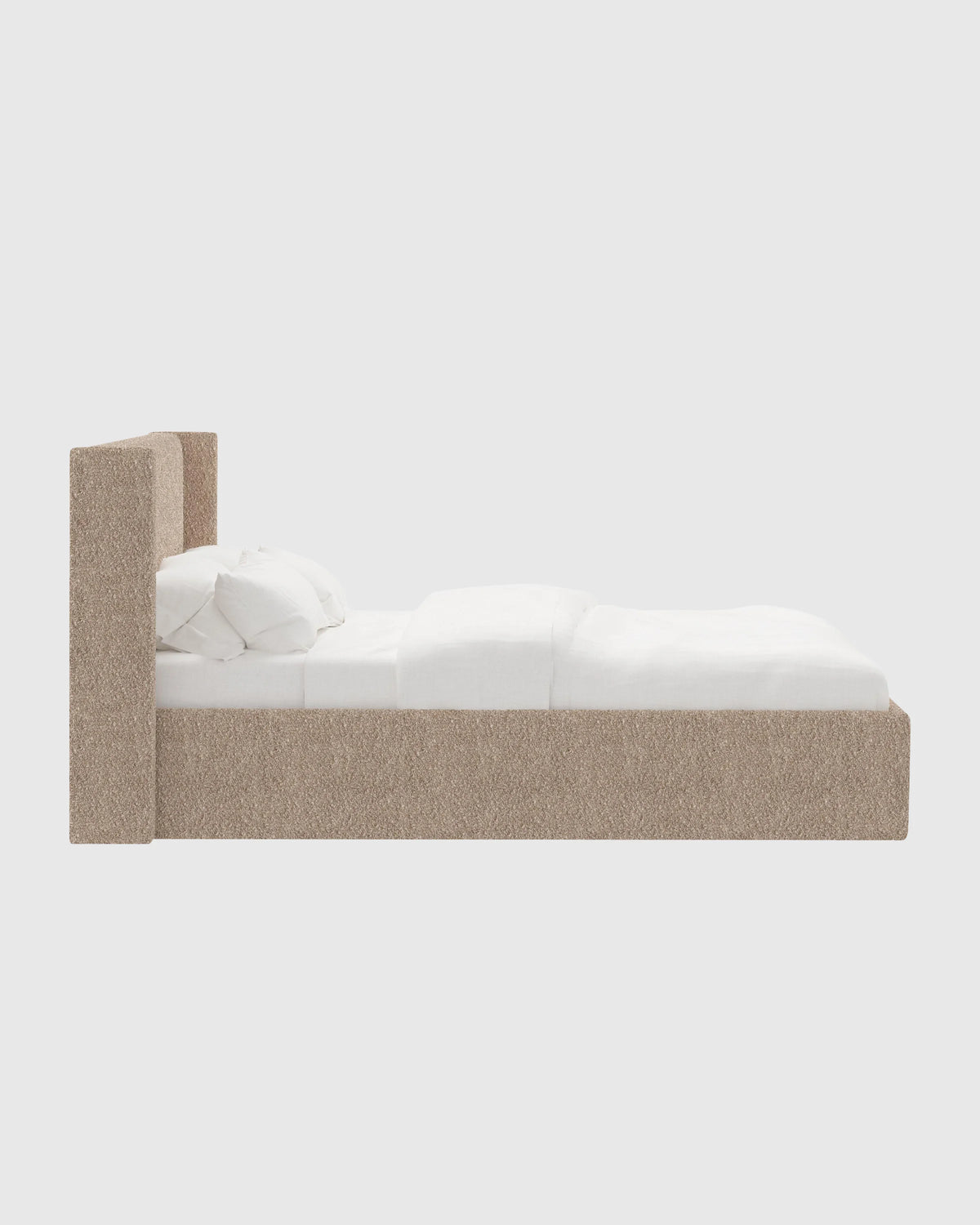 Plush Boucle Wingback Bed - Full / Ivory