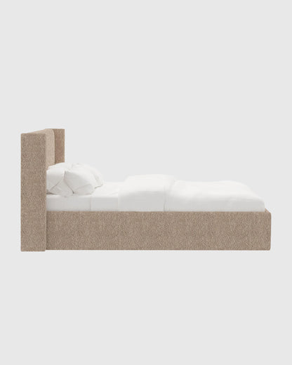 Plush Boucle Wingback Bed - Full / Ivory