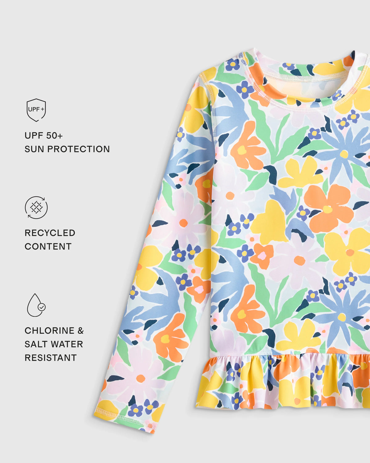 Long Sleeve Ruffle Rash Guard Two-Piece Swimsuit - 6 / Poolside Floral