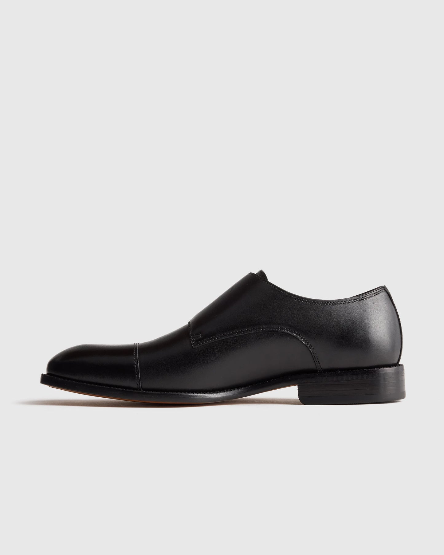 Italian Leather Monk Strap Oxford - 7 / Black
