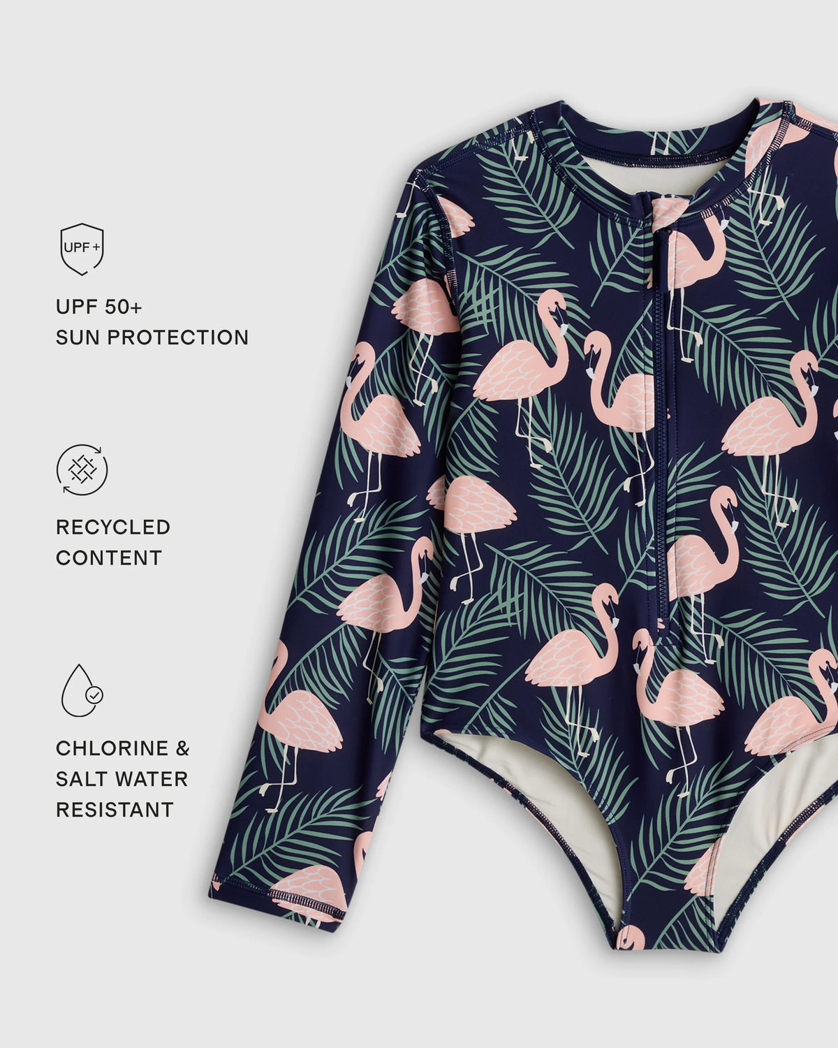 Long Sleeve Zip-Up Swimsuit - 2T / Happy Floral