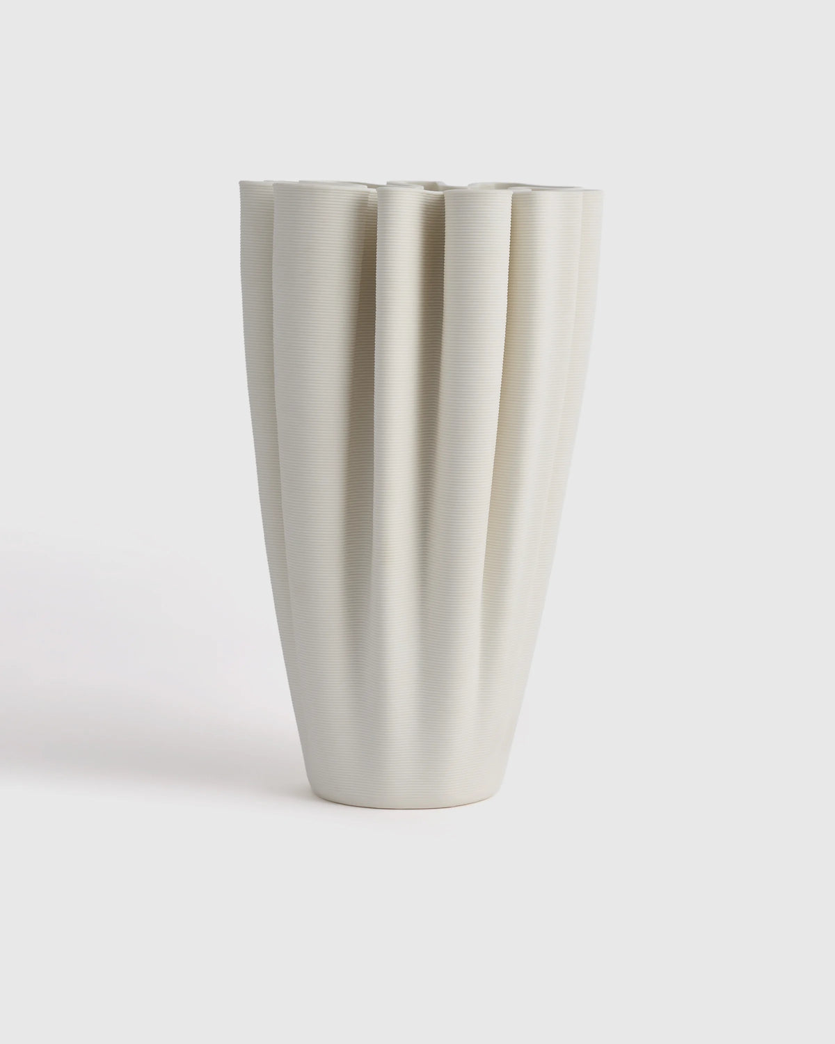 Sculptural Rippled Ceramic Vase - One Size / White