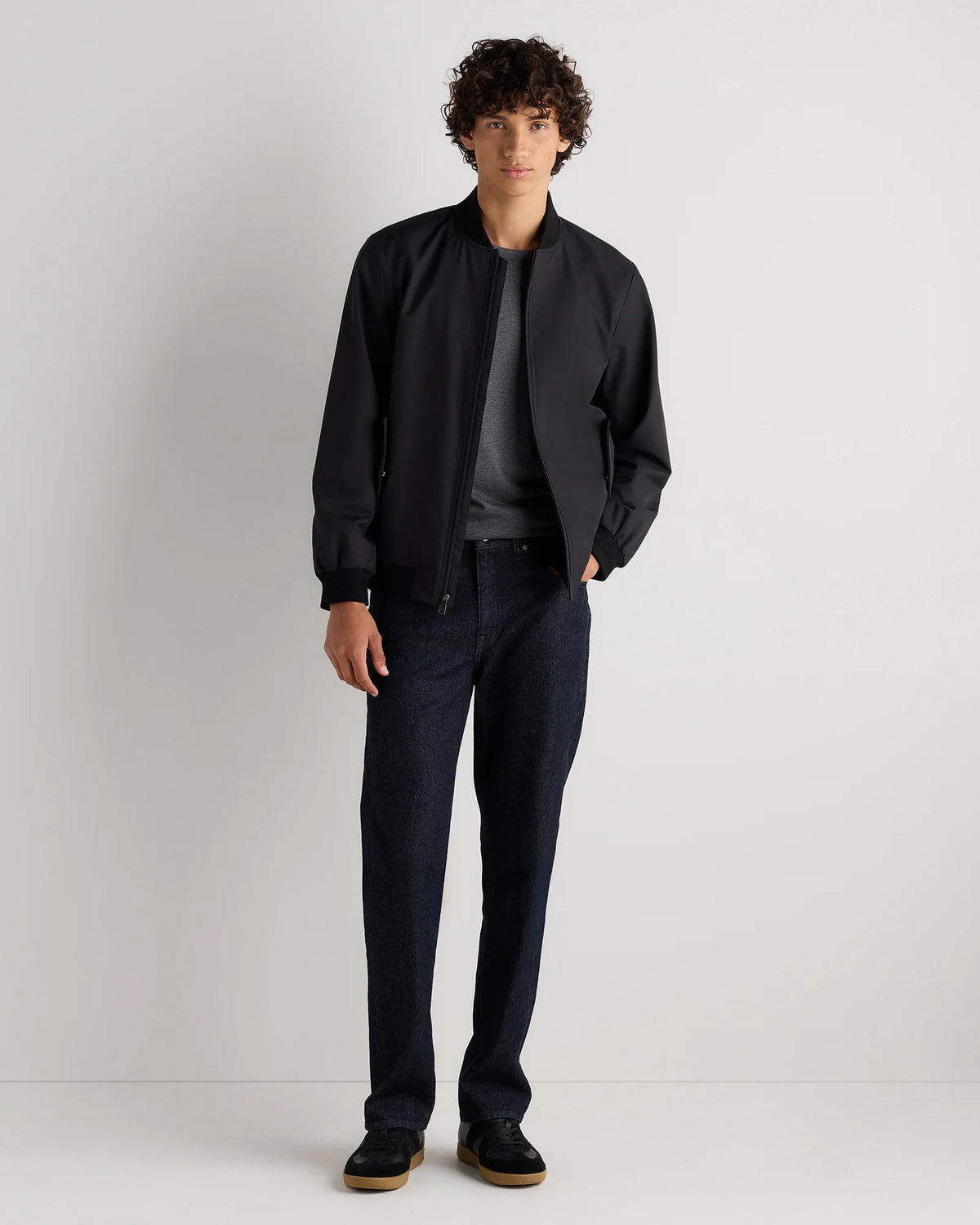 Water-Resistant Flex Bomber Jacket - S / Black