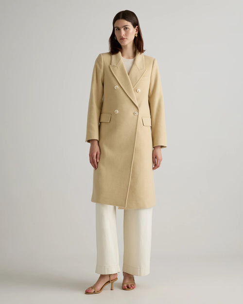 Italian Wool Double-Breasted Coat - XS / Heather Buttercream