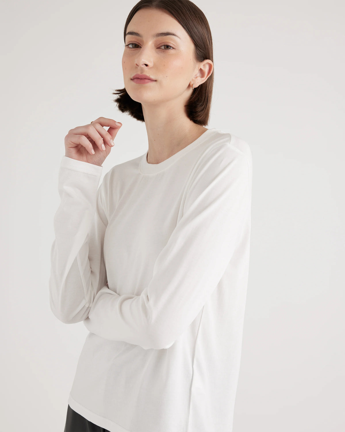 Cotton Modal Relaxed Long Sleeve Tee - XS / Black