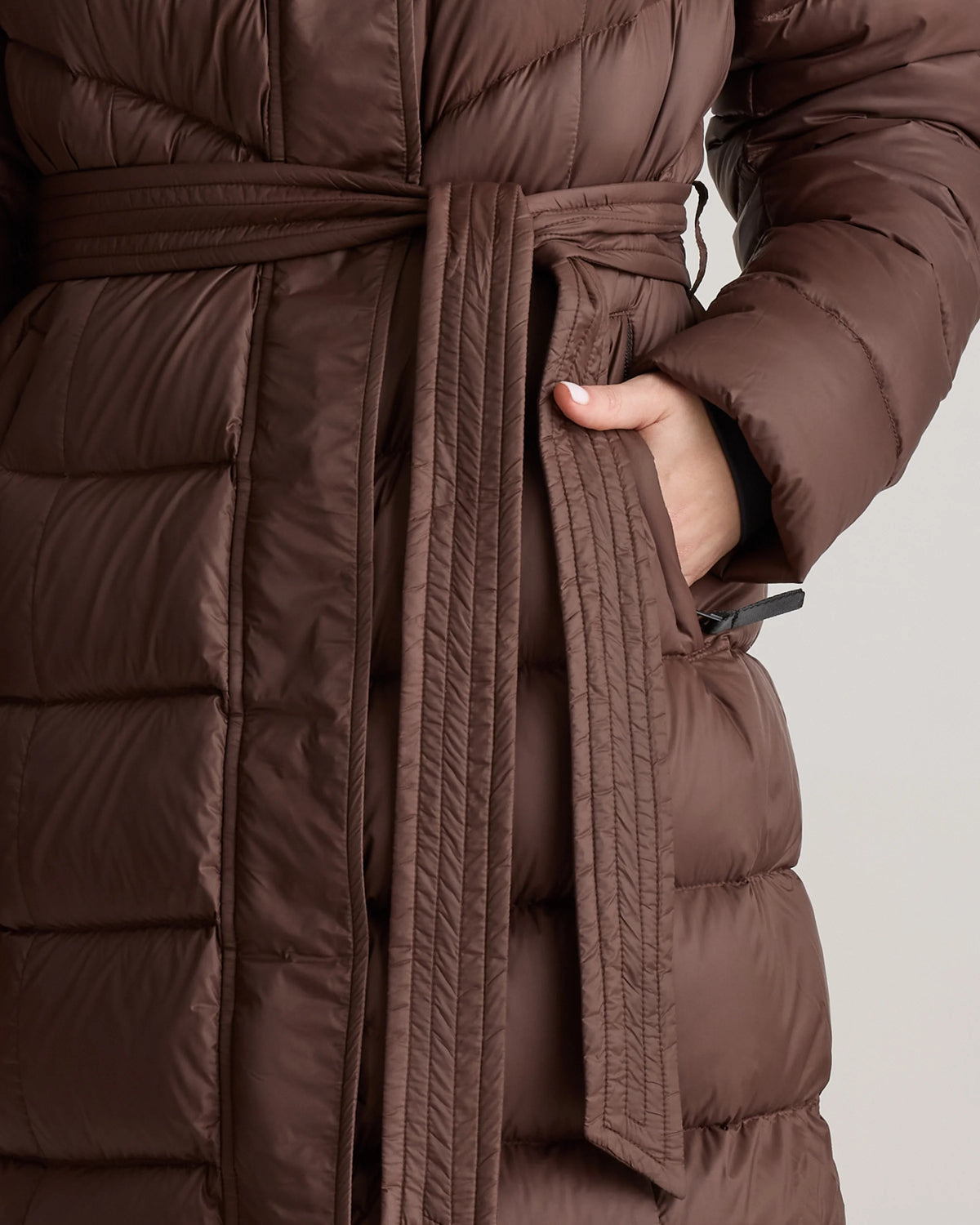 Responsible Down Belted Puffer Maxi Coat - XS / Morel Grey