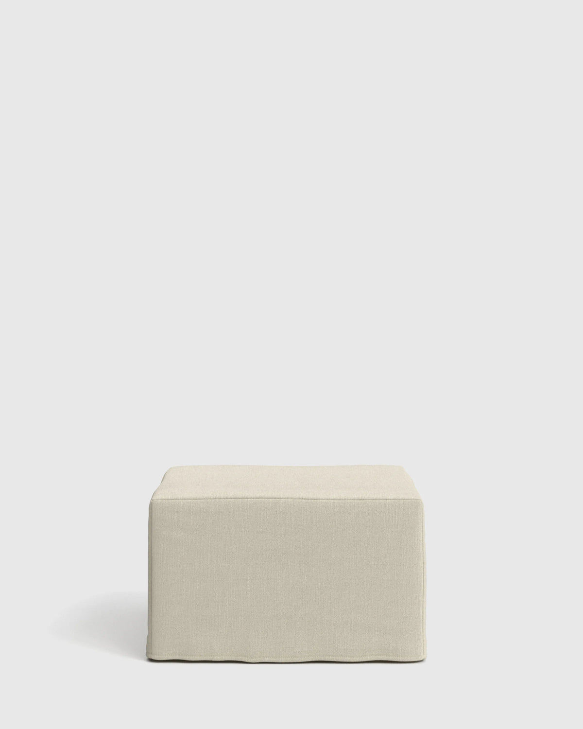 Ellery Slipcover Ottoman in Performance Linen - One Size / Sand