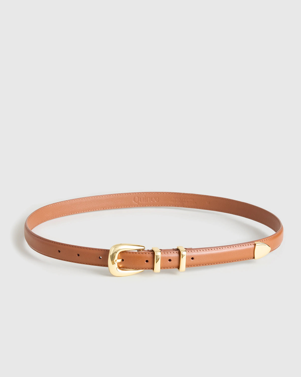 Lola European Leather Western Skinny Belt - XS / Black/Gold