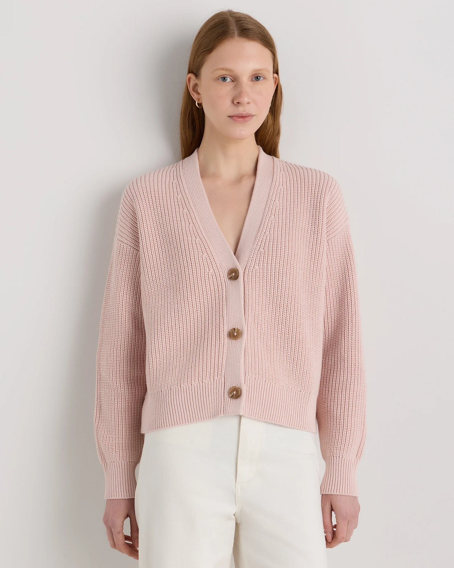 100% Organic Cotton Fisherman Boxy Cropped Cardigan - XS / Sapphire Blue