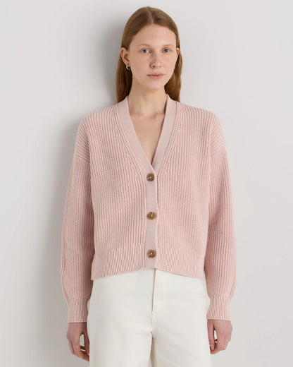 100% Organic Cotton Fisherman Boxy Cropped Cardigan - XS / Sapphire Blue
