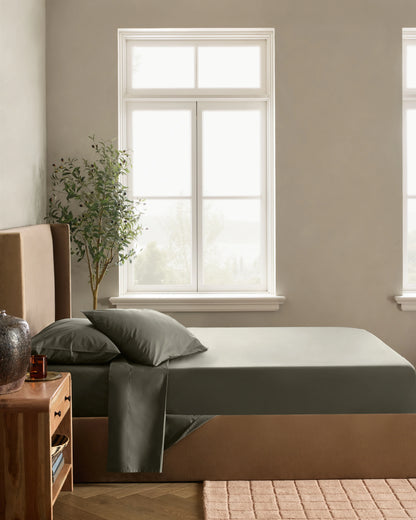 Organic Crisp Percale Sheet Set - Twin / White