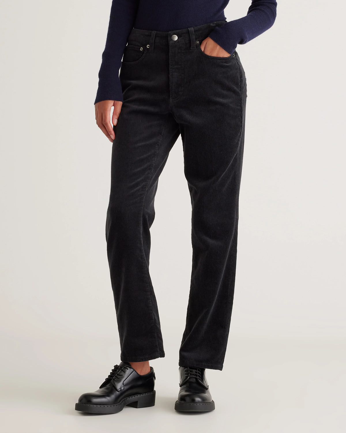 Organic Stretch Corduroy Straight Leg Pants - 0 / Espresso