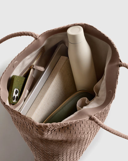 Siena Suede Handwoven Tote - One Size / Pebble