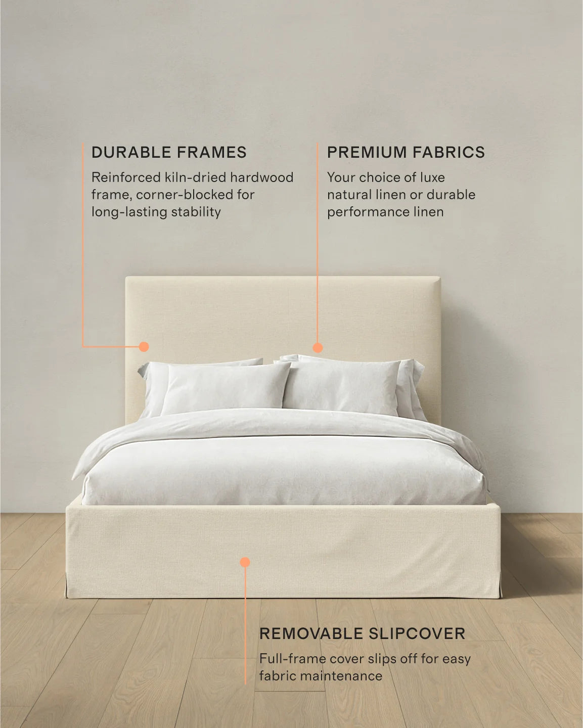 Slipcover Bed in 100% Linen - Full / Flax