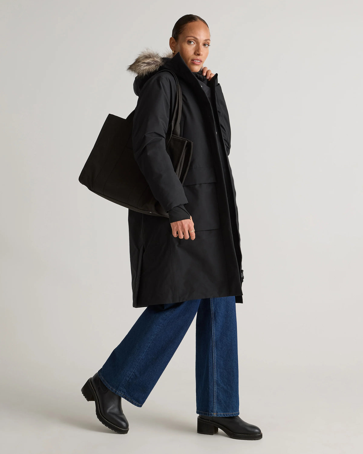Responsible Down Hooded Long Parka - XS / Storm Blue