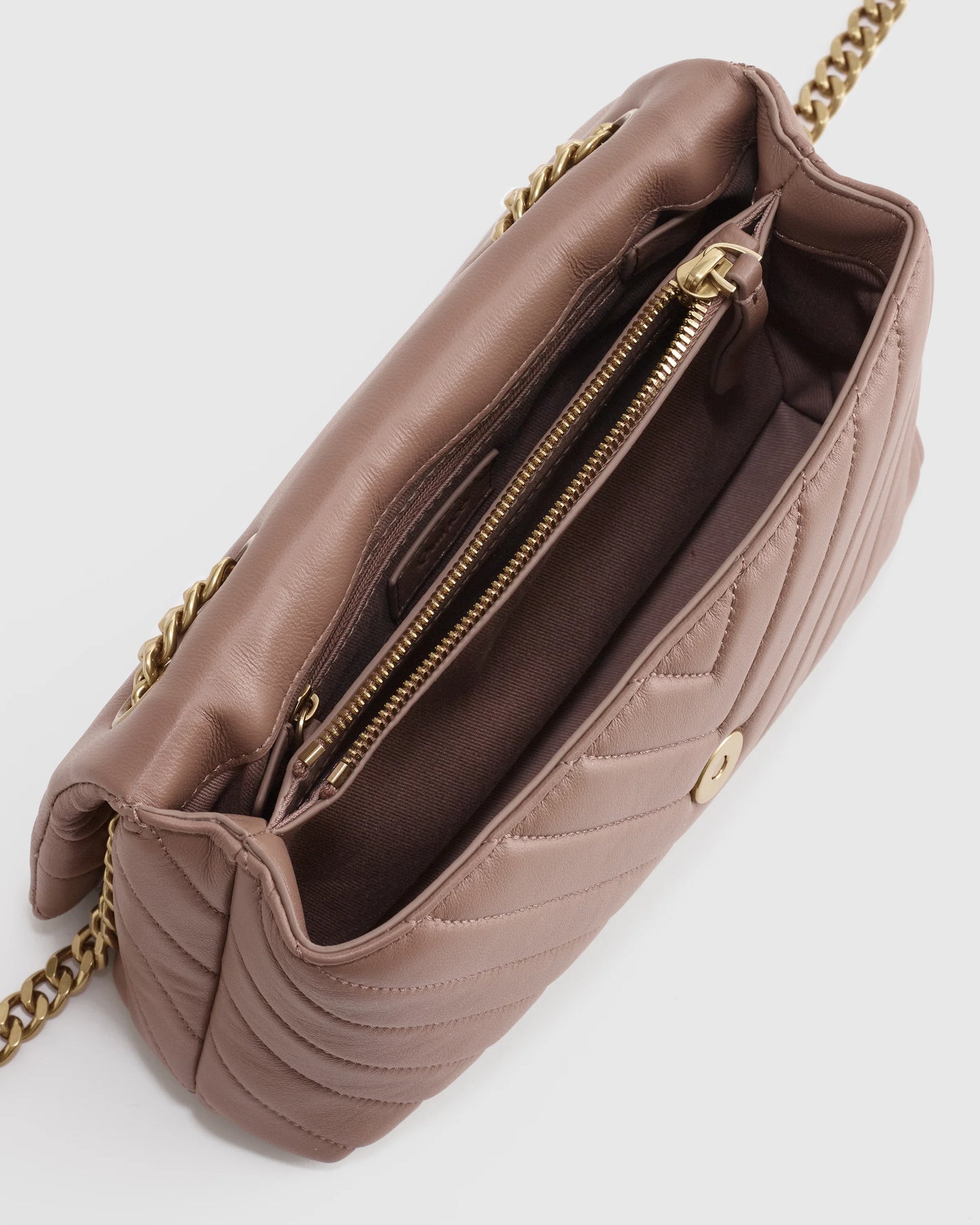Italian Leather Quilted Convertible Crossbody - One Size / Dark Taupe