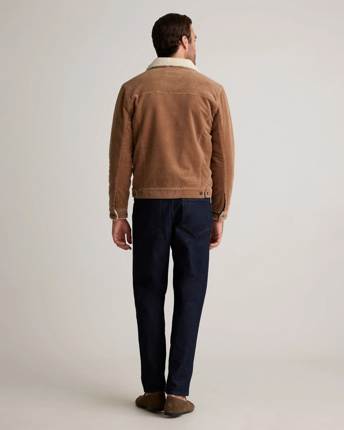 Organic Stretch Corduroy Sherpa-Lined Trucker Jacket - S / Espresso