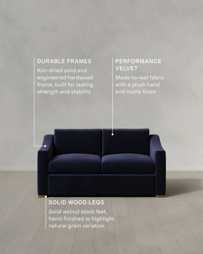 Hollis Slope Arm Sofa in Performance Velvet - 72" / Ivory