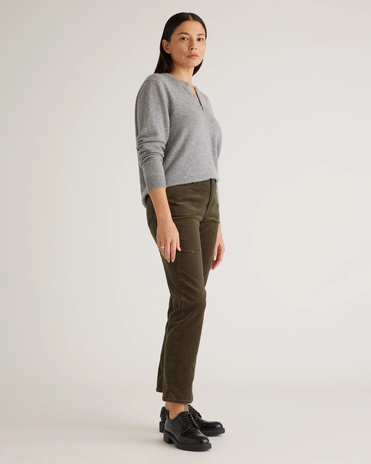 Organic Stretch Corduroy Straight Leg Pants - 0 / Espresso