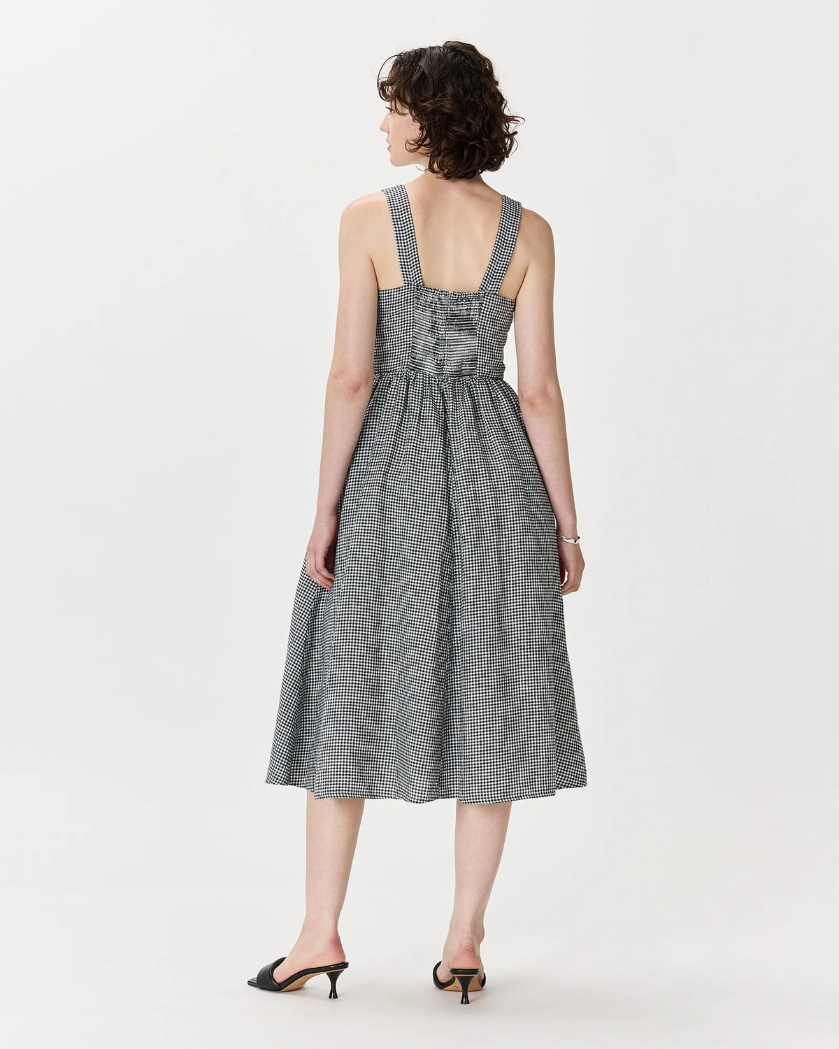100% European Linen Fit & Flare Midi Dress - XS / Brick Red Heirloom Floral