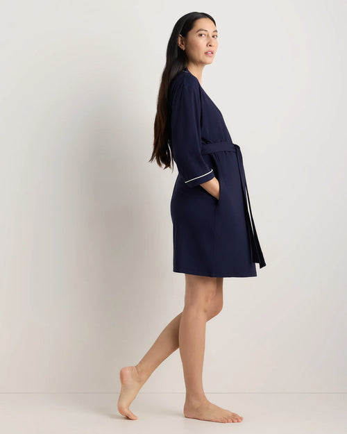 Bamboo Jersey Maternity Robe - XS / Deep Navy
