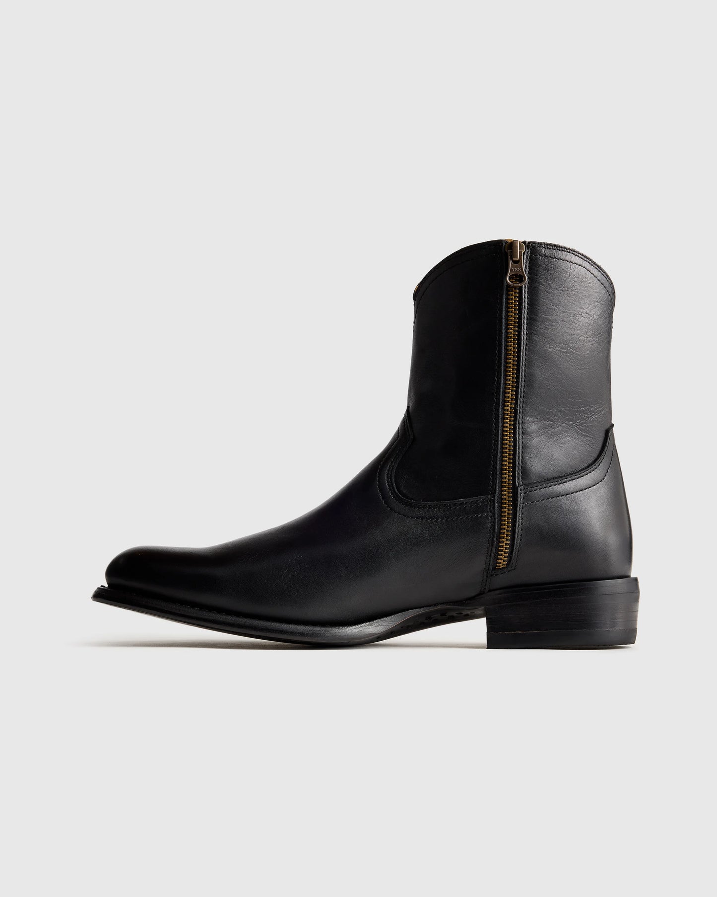 Crafted Leather Western Zip Boot - 7 / Dark Chocolate