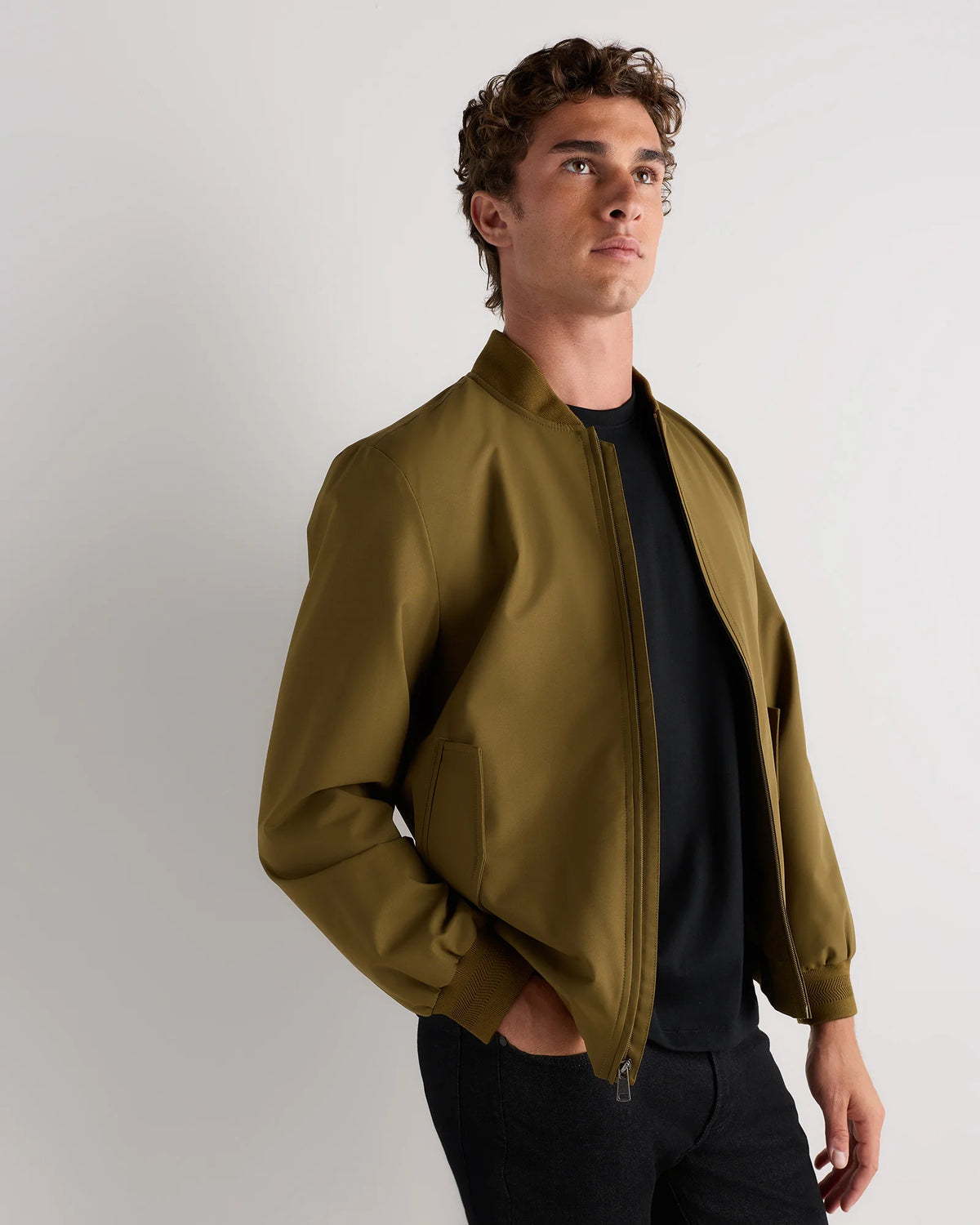 Water-Resistant Flex Bomber Jacket - S / Black
