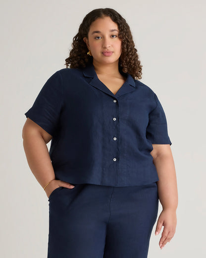 100% European Linen Short Sleeve Shirt - 1X / Flax