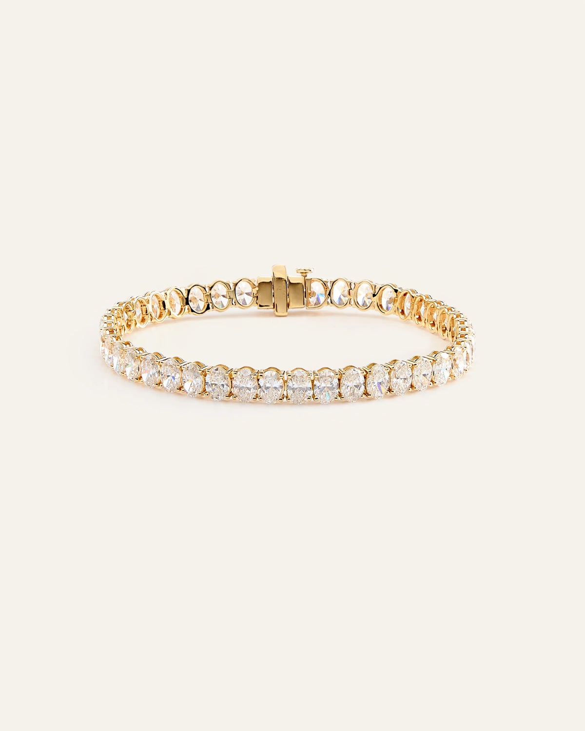 14K Gold Lab Grown Diamond North-South Oval Tennis Bracelet - 15ctw - 6.5" / Yellow Gold
