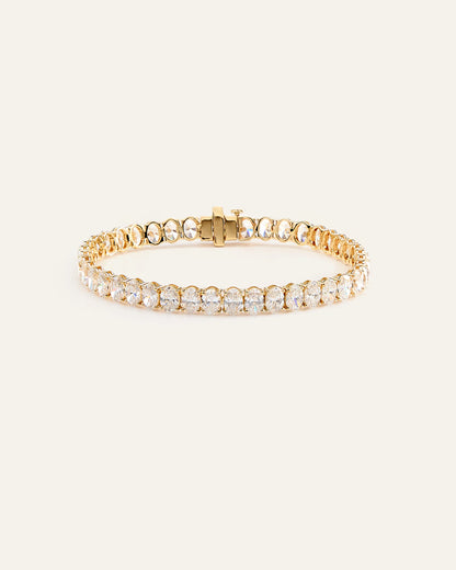 14K Gold Lab Grown Diamond North-South Oval Tennis Bracelet - 15ctw - 6.5" / Yellow Gold
