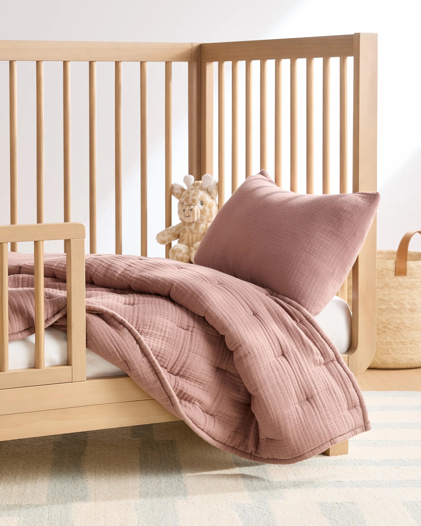 Organic Cotton Gauze Toddler Quilt & Sham Set - One Size / White