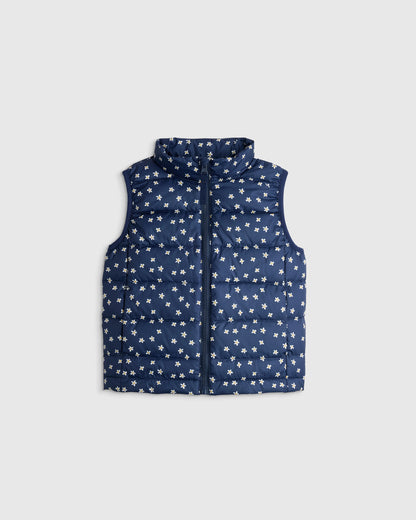 Lightweight Down Puffer Vest - 2T / Navy Mini Floral