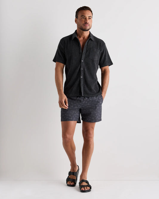 100% Organic Cotton Terry Towel Button Down Polo - S / Heather Charcoal
