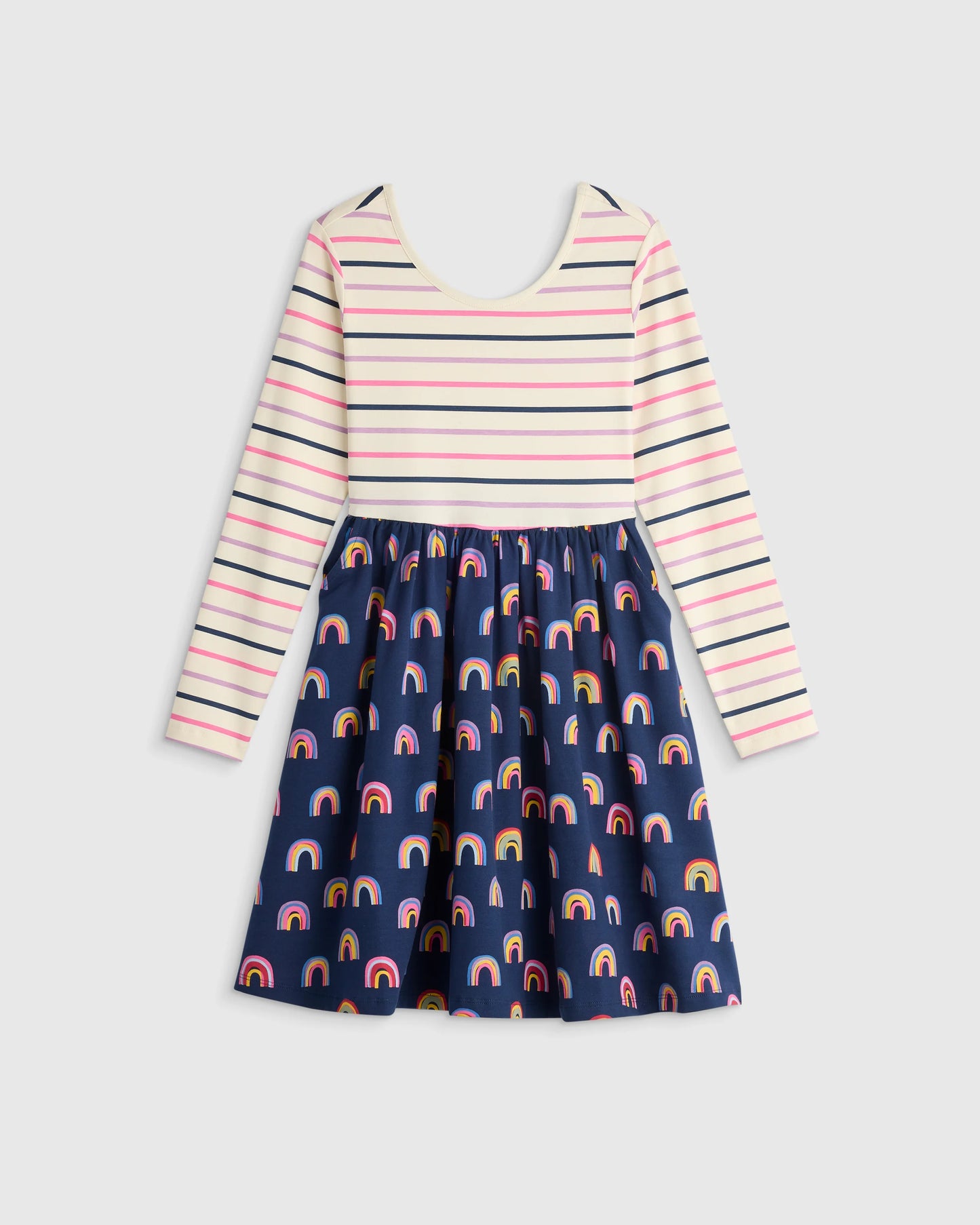 Organic Cotton Long Sleeve Skater Dress - 6 / Red Poppy Garden