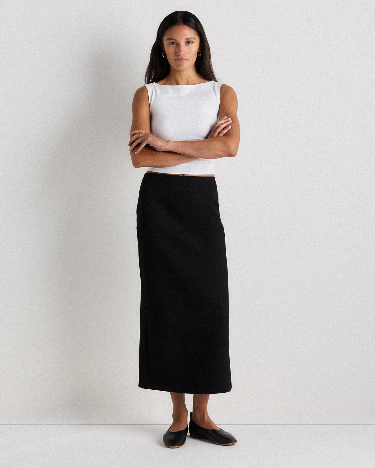 Ultra-Stretch Ponte Maxi Pencil Skirt - XS / Navy
