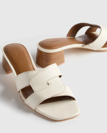 Italian Leather 35mm Wood Block Heel Mule - 5 / Black
