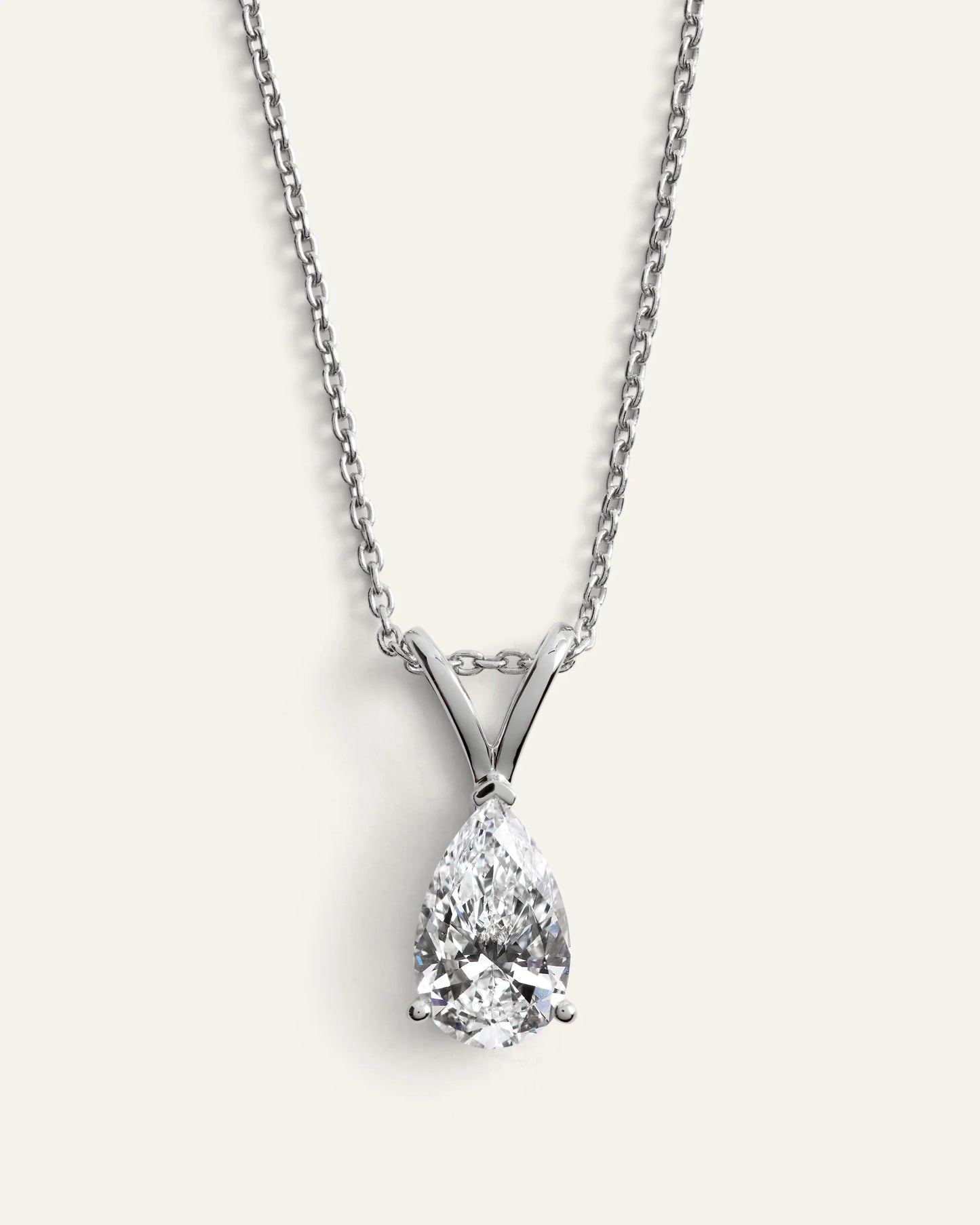 14K Gold Lab Grown Diamond Pear Solitaire Necklace - 1ctw - One Size / Yellow Gold