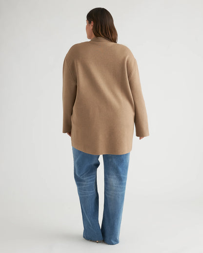 Eco-Knit Milano Stitch Oversized Shirt Jacket - XS / Heather Grey