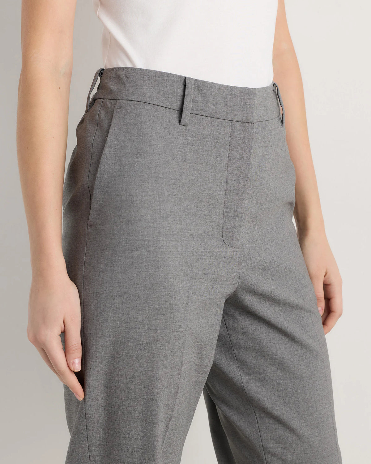 Italian Wool Slim Leg Ankle Pants - 0 / Grey Melange