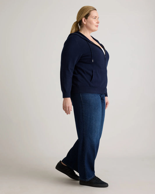 Mongolian Cashmere Full-Zip Hoodie - 1X / True Navy