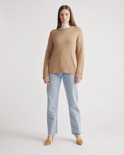 Cotton Linen Oversized Crew Sweater - XS / Dark Mauve