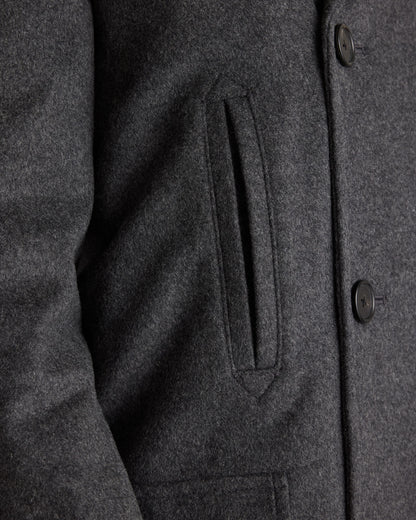 Italian Wool Double-Breasted Officer Topcoat - S / Heather Charcoal
