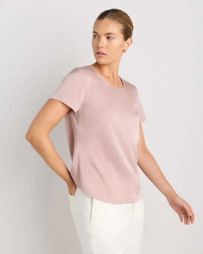 Washable Stretch Silk Tee - XS / Deep Orchid Purple