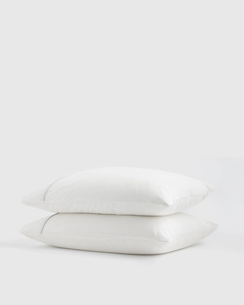 Classic Organic Percale Piped Pillowcase Set - Standard / White/Light Grey