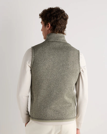 Sweater-Knit Fleece Full-Zip Vest - S / Heather Mineral Green