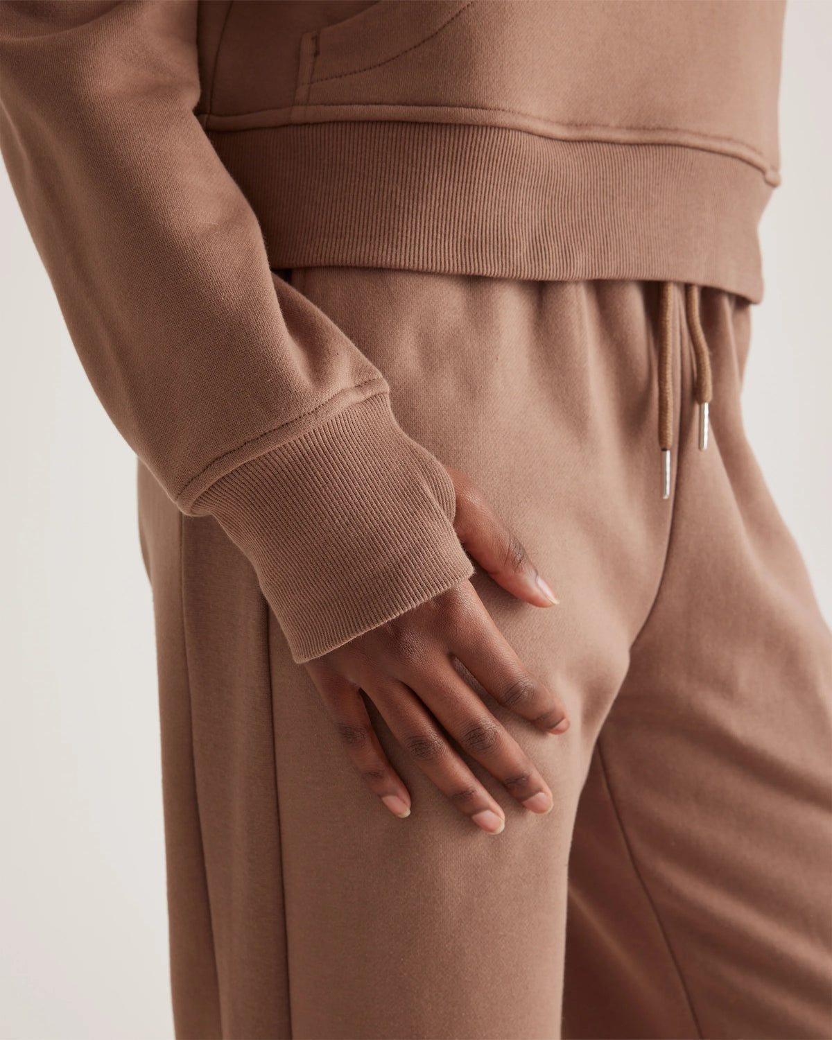 Organic Heavyweight Fleece Cropped Half Zip Hoodie - XS / Taupe