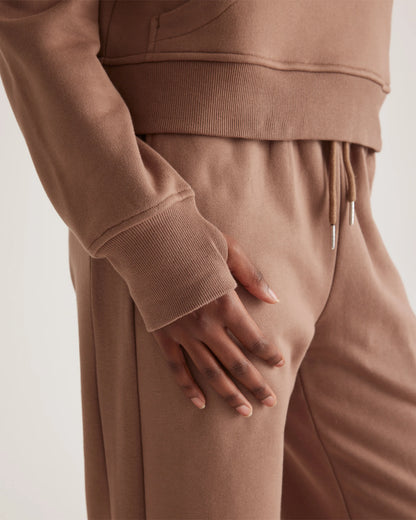 Organic Heavyweight Fleece Cropped Half Zip Hoodie - XS / Taupe