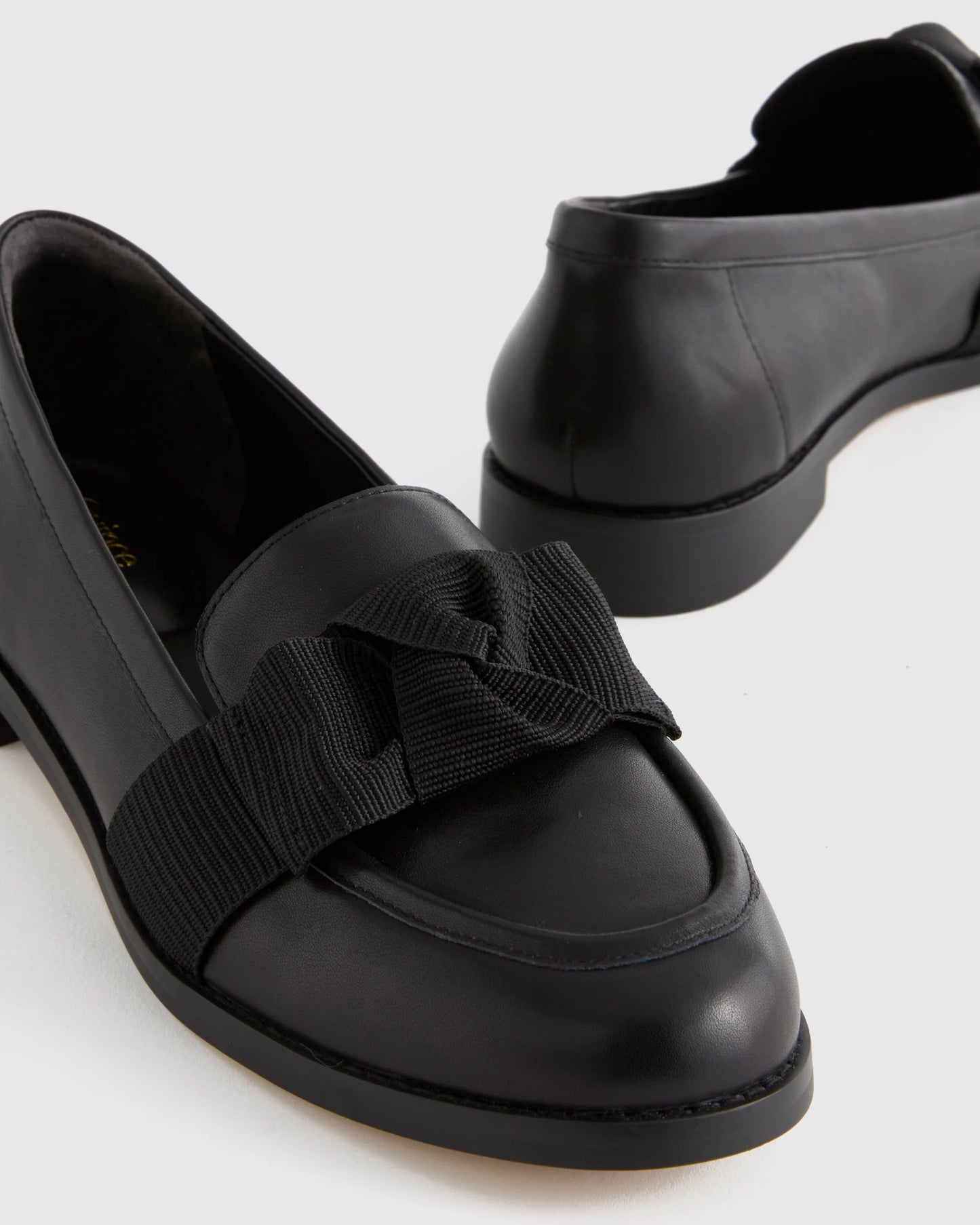 Italian Leather Bow Penny Loafer - 5 / Bone